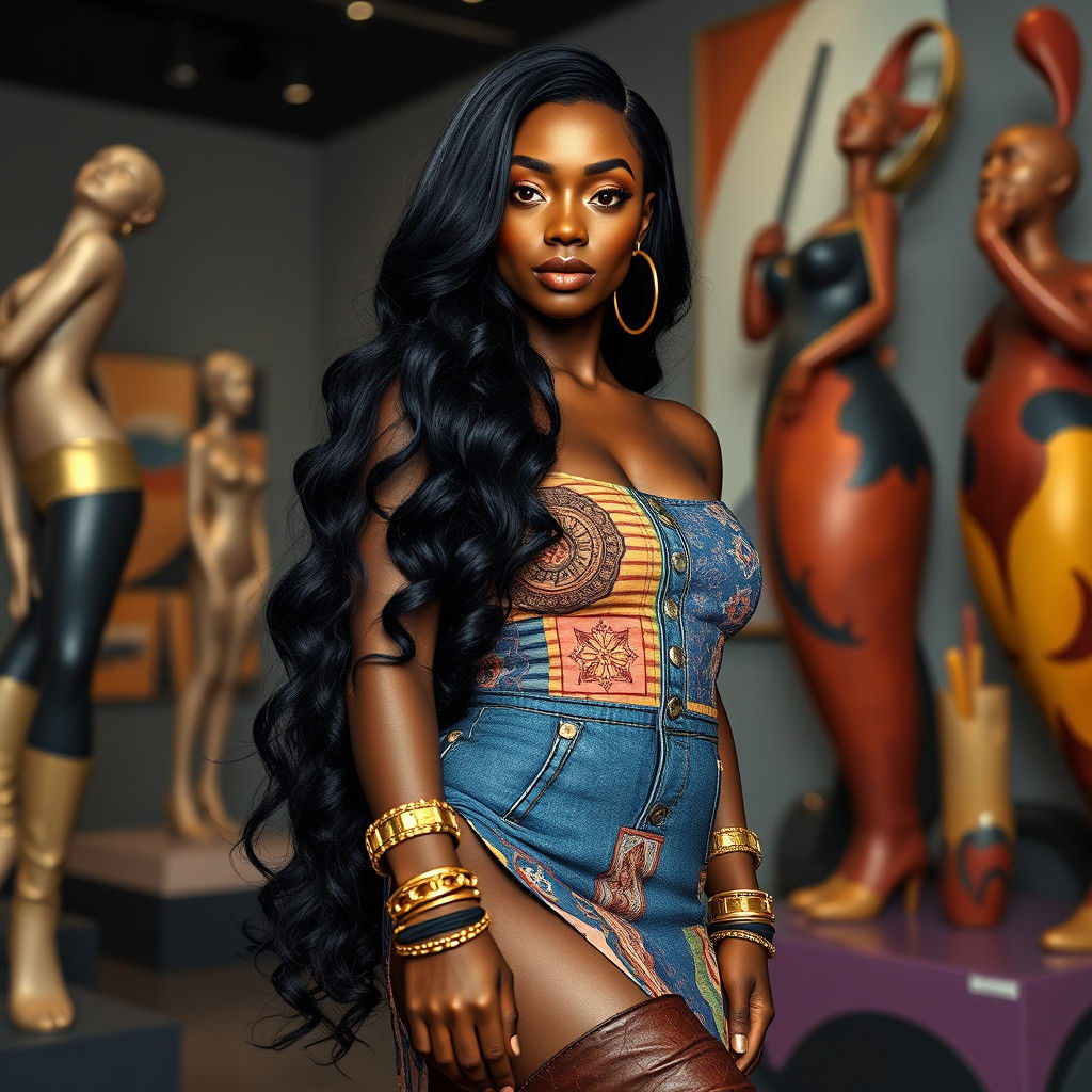 African American Woman in Art Gallery, Unreal Engine