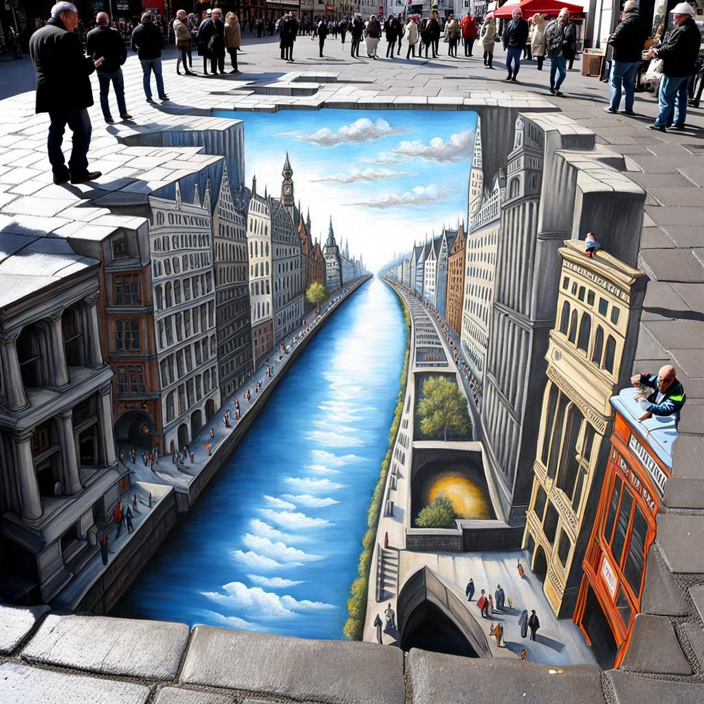 Amazing 3D Pavement Drawing Optical Illusion