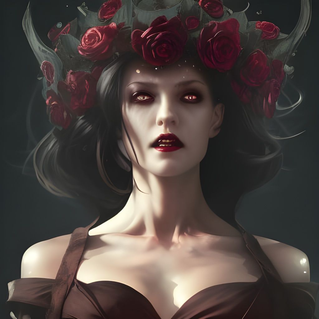 Horror Vampire Lady with Rose Crown