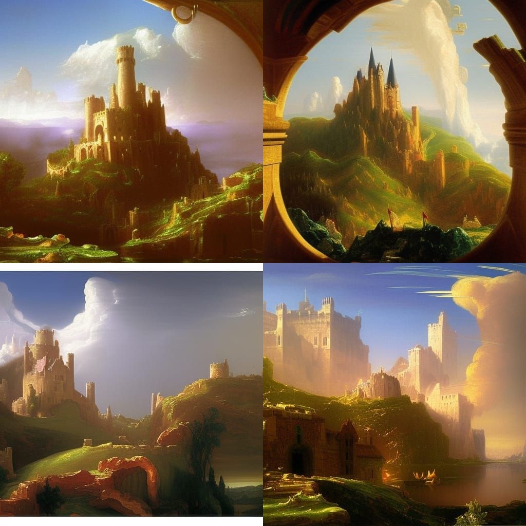 Medieval Castle in Clouds as Matte Painting