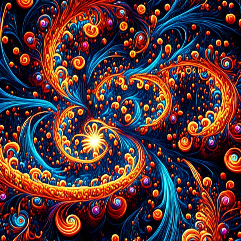 Neon Fractal Art with Spiraling Droste Effect