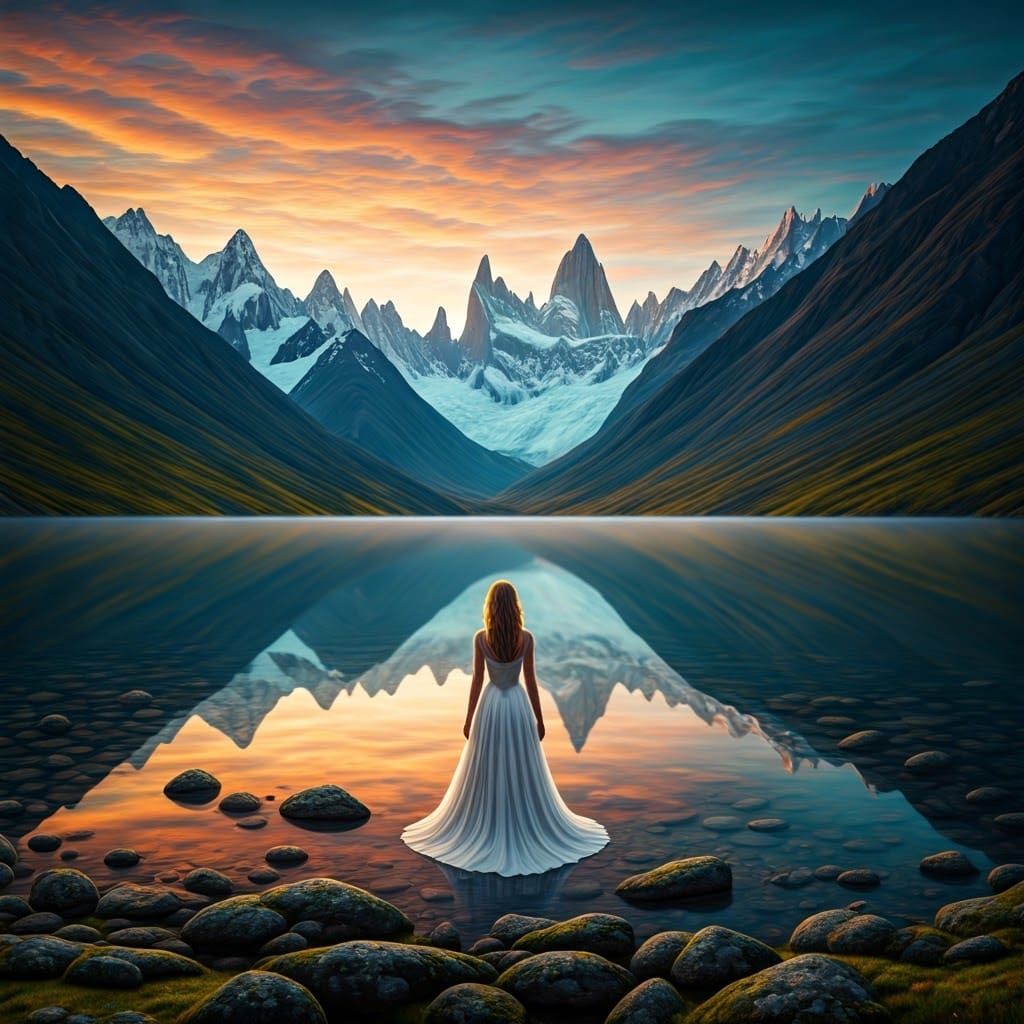 Mountain Lake Sunrise in Luminous Landscape Style