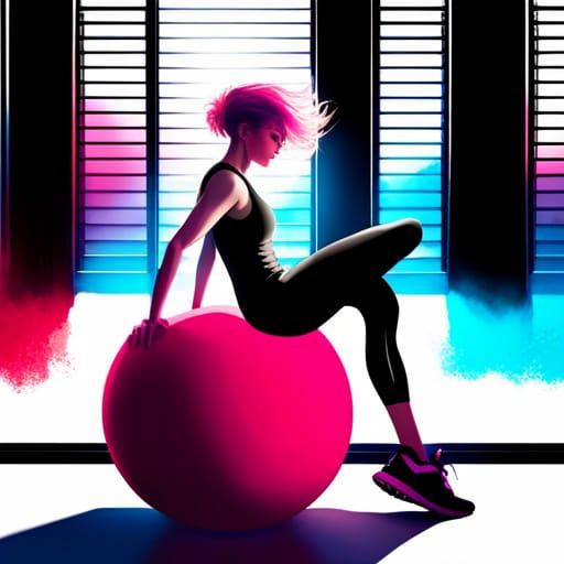 Anime Girl Doing Reverse Ball Stability Flies