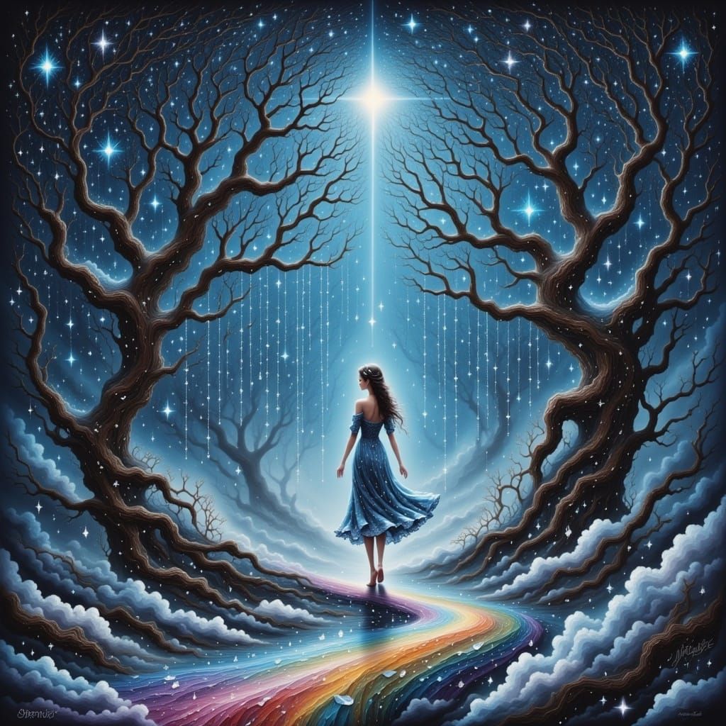 Cybernetic dream woman using her data lane subduction shadow magic