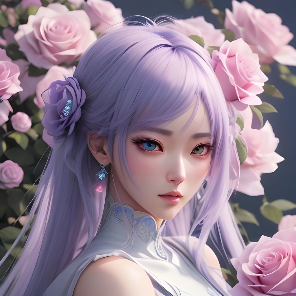 Crystalline Roses in 3D Anime Style