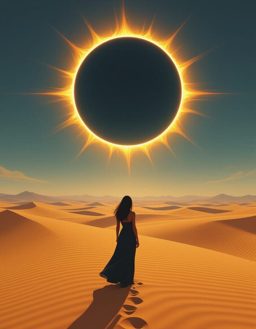 Desert Dunes Under Solar Eclipse