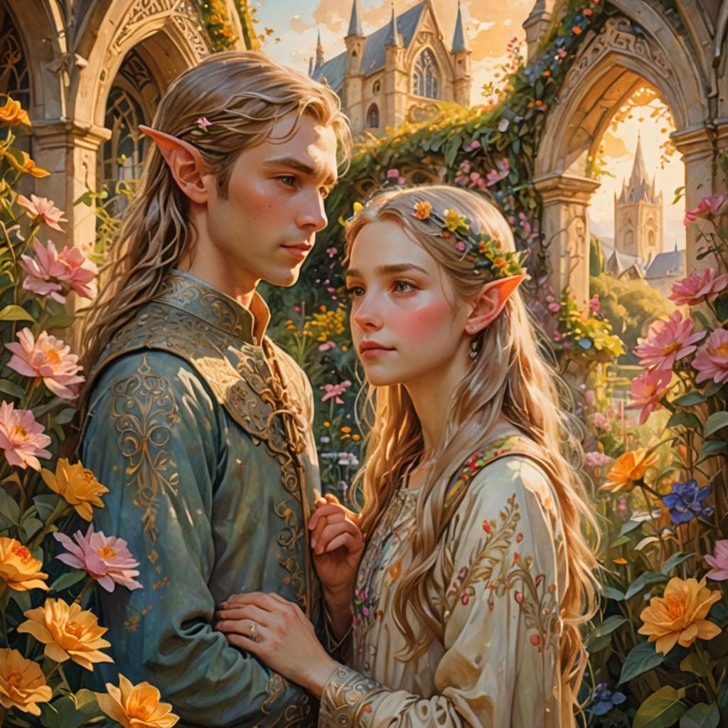 Ethereal Elven Portrait in Watercolor Style