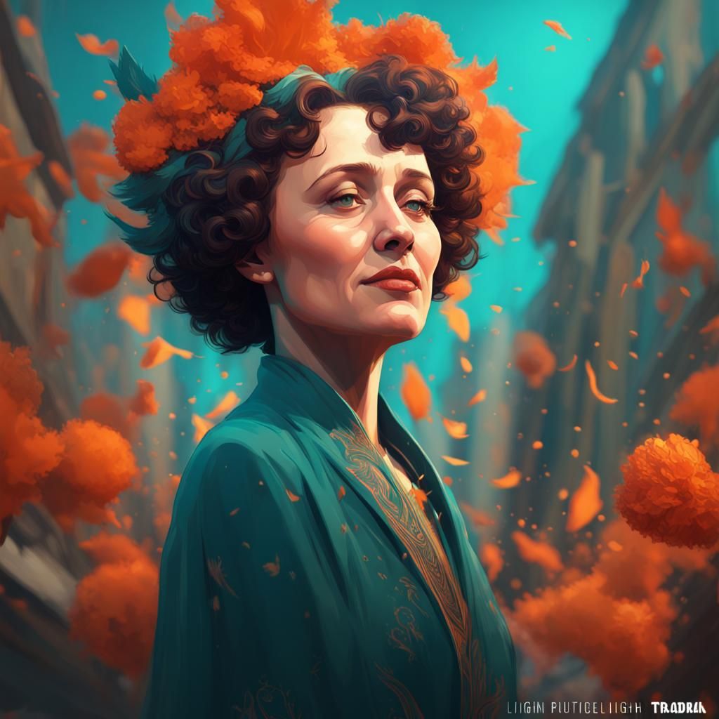 Edith Piaf Bird in Art Nouveau Style