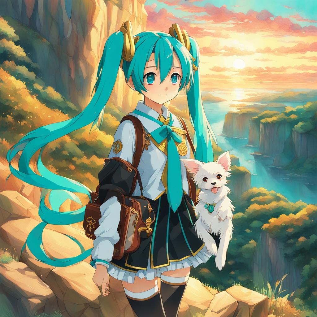 Hatsune Miku as The Fool Tarot Card in Anime Art