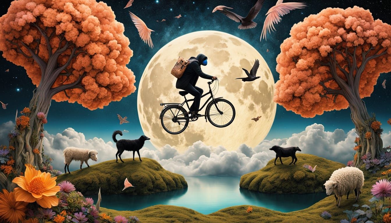 Surreal Tea Party on Floating Island: Ethereal Art