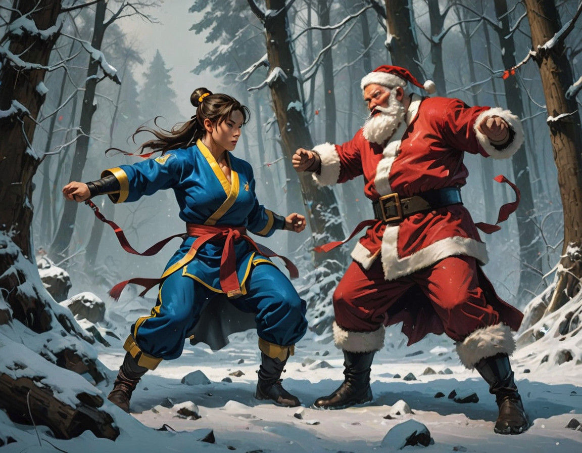 Santa Claus Engages in Epic Dark Fantasy Battle