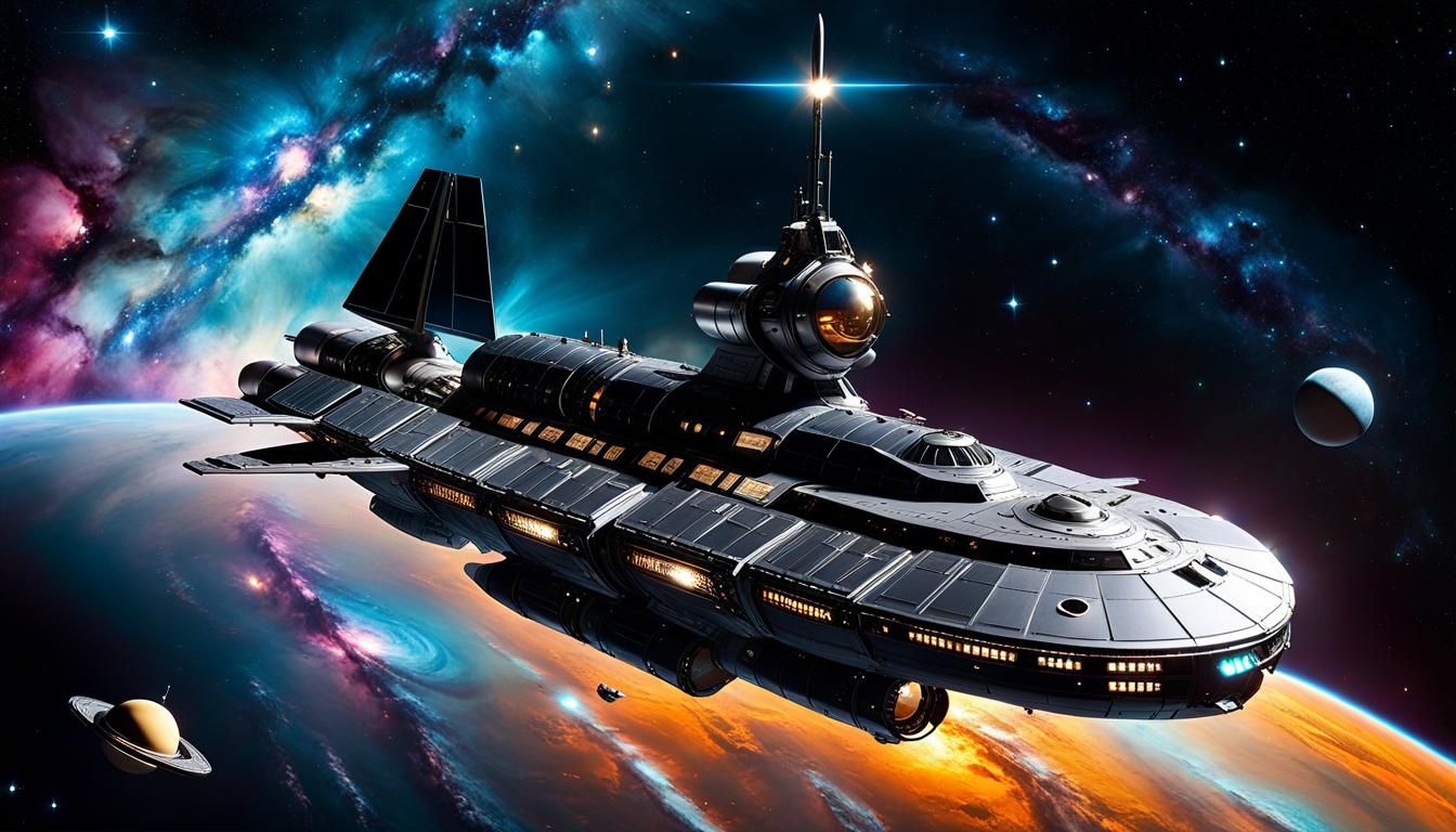 Futuristic Battleship Spacecraft for Exploration
