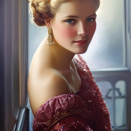 Southern Belle in Hyperdetailed Digital Illustration