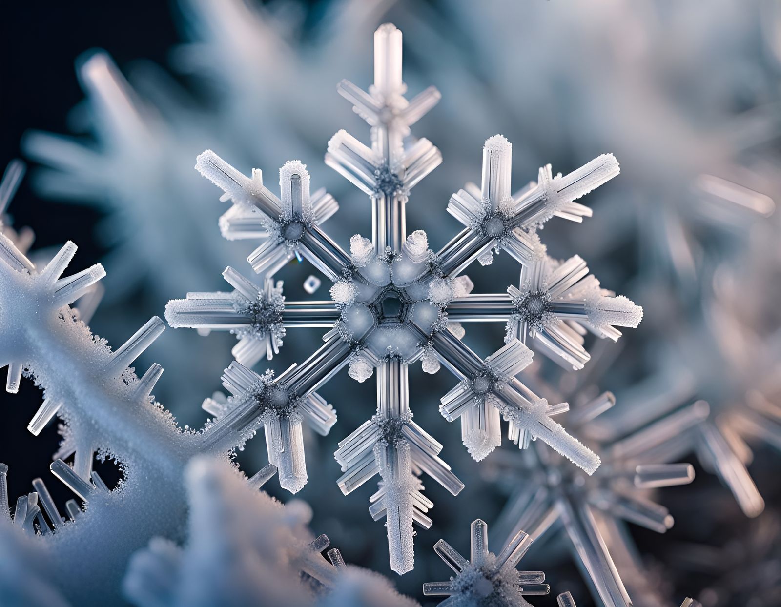 Hyperdetailed Ice Crystals in Microscopic Photography