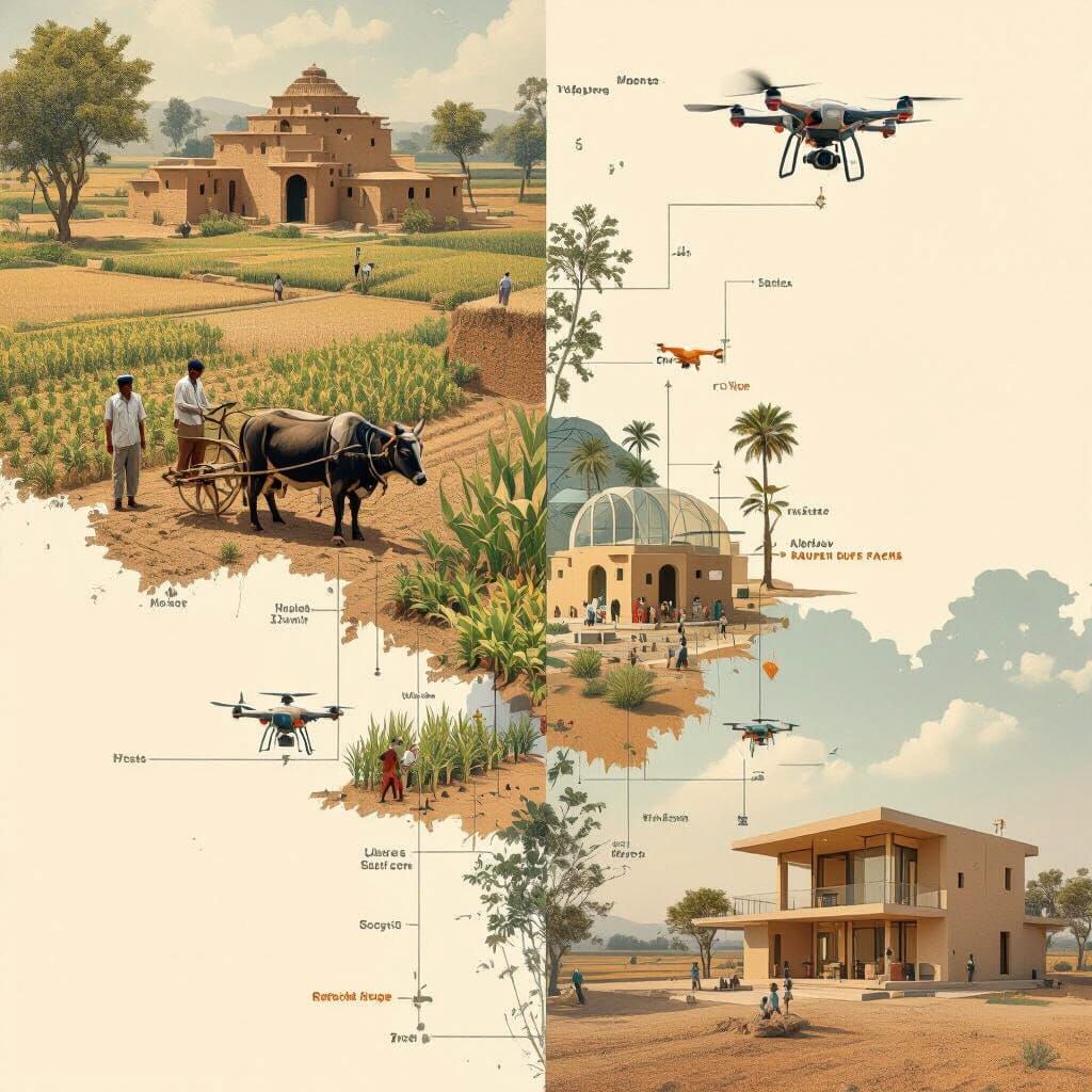 Indian Agriculture Evolution: A Minimalist Vertical Poster