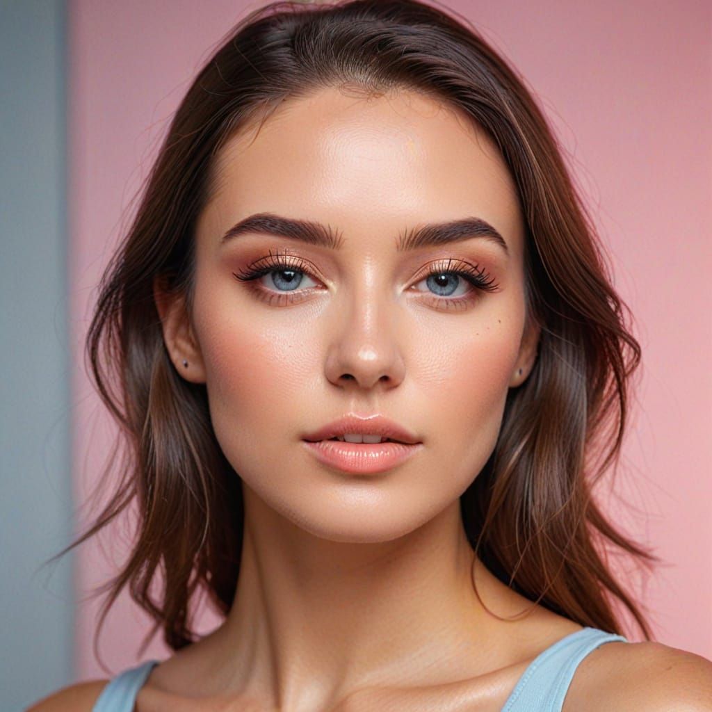 Glamour Portrait of Young Woman in Pastel Fashion