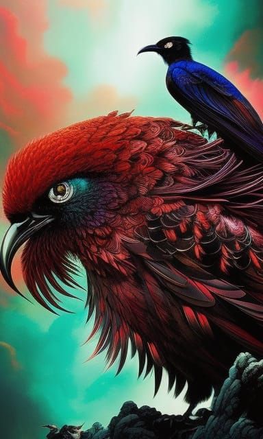 Celestial Crow in Inkpunk Dark Fantasy