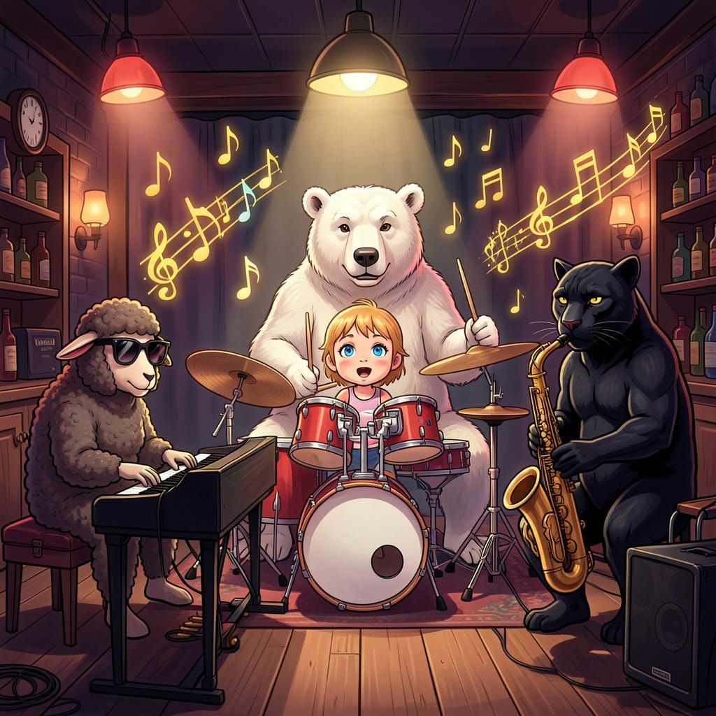 Blues Band of Animals: Bear Drums, Infant Singer