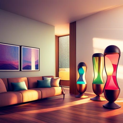 LAVA LAMP in 1970s style living room.