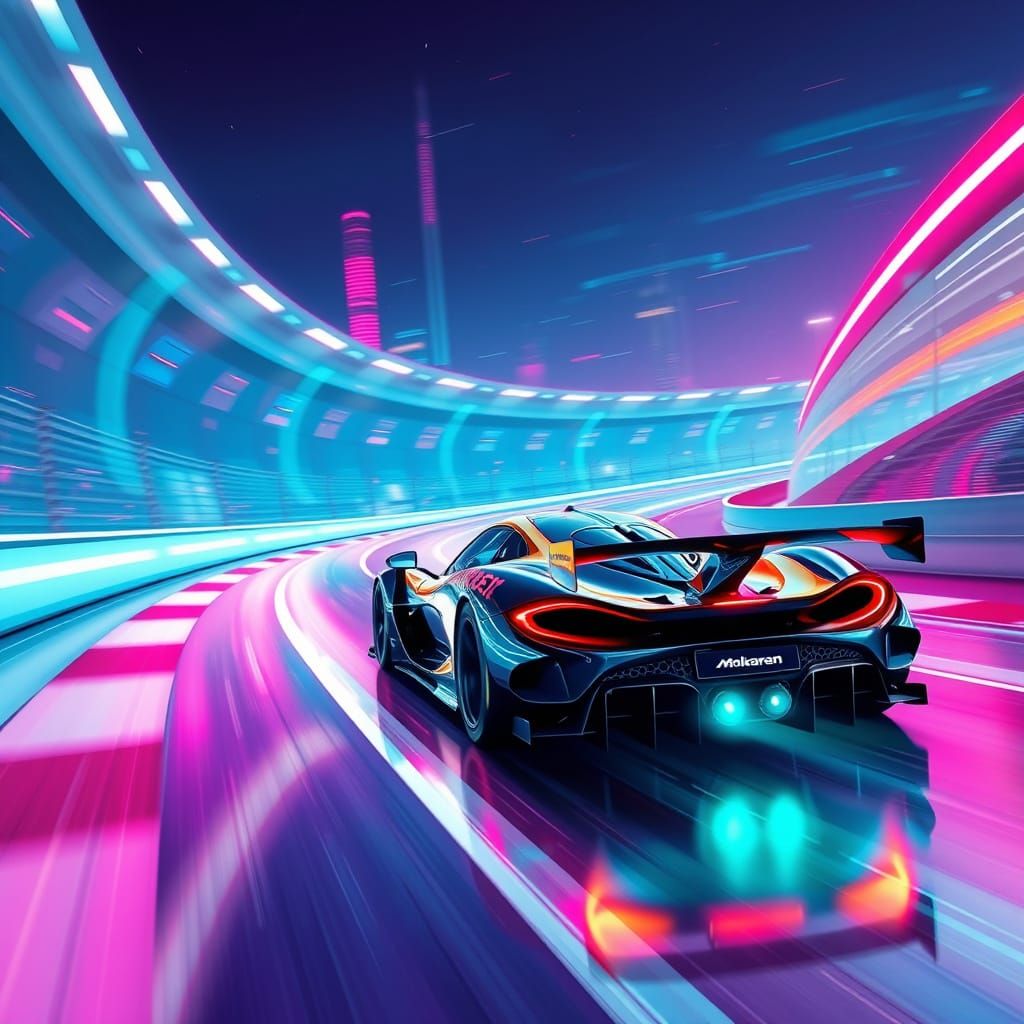 High-Tech McLaren Racing Car on Futuristic Track