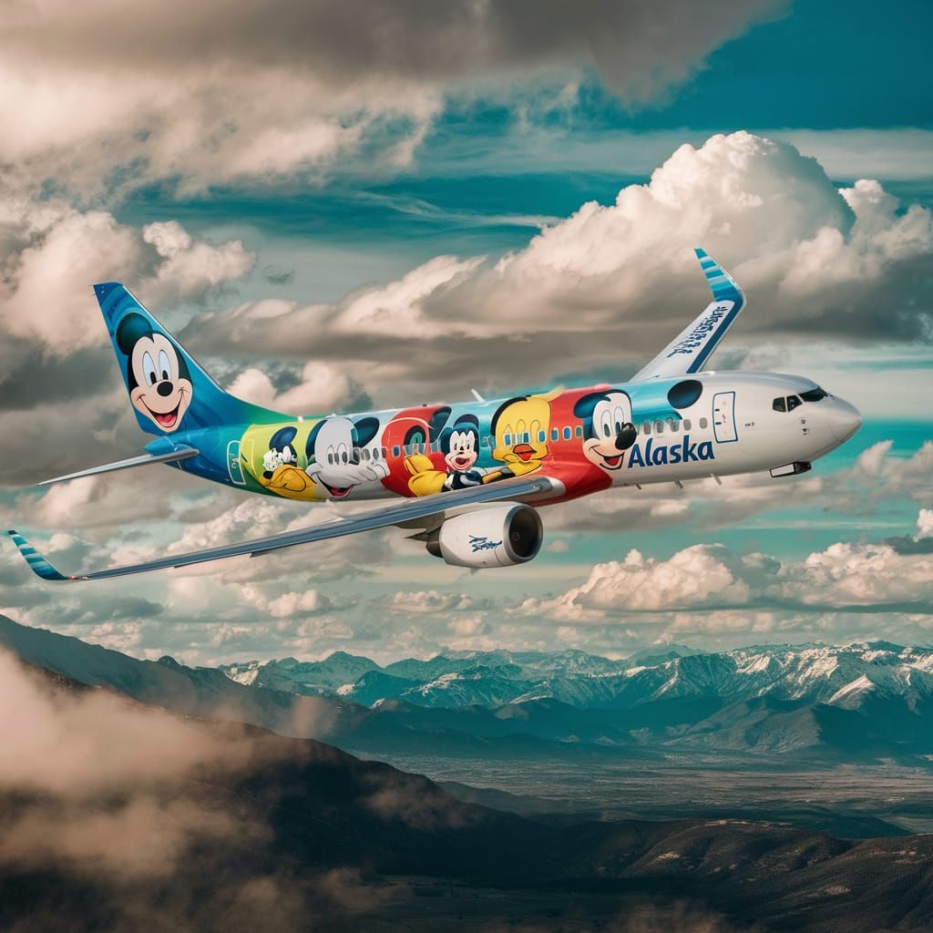 Alaska Airlines Plane Transformed with Disney Characters