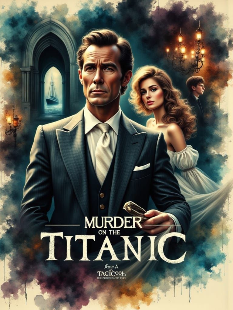 Elegant 1950s-Style Movie Poster for Murder on the Titanic