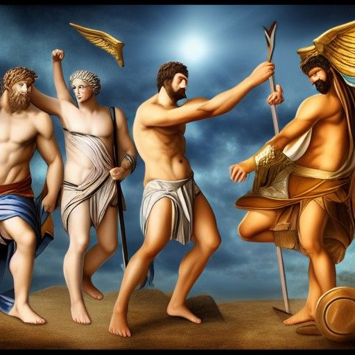 Photorealistic Greek Gods in Battle