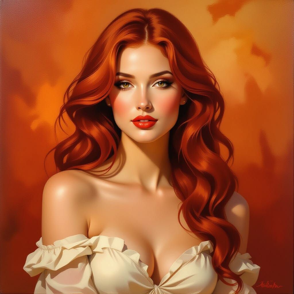 Renaissance Portrait of a Woman with Auburn Hair