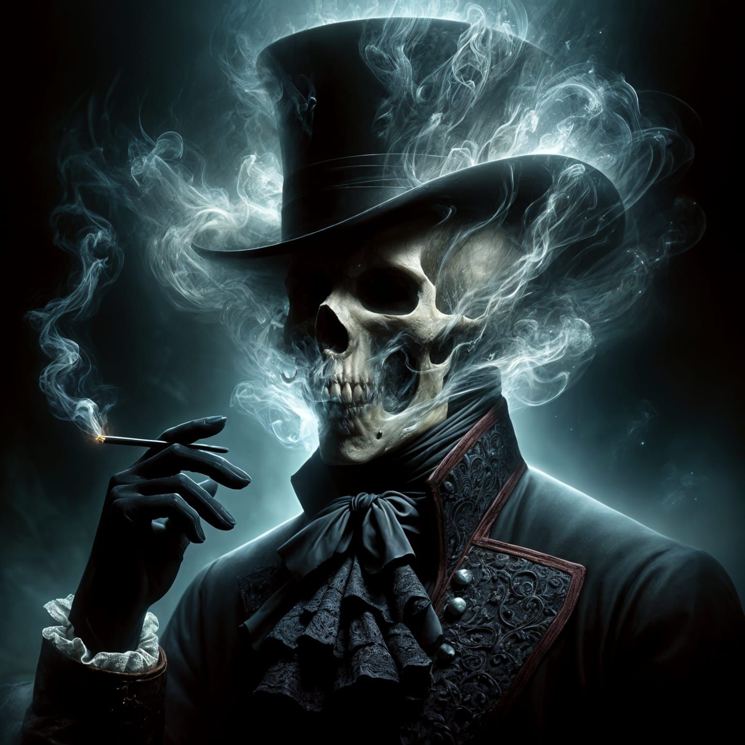 Victorian Skull Man: Dark Fantasy Concept Art