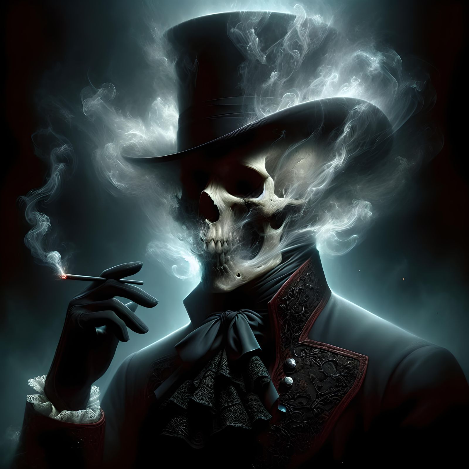 Dark Fantasy Portrait of a Skullhead Gentleman