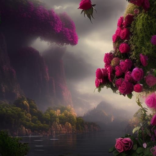 Epic Roses in Digital Matte Painting Style