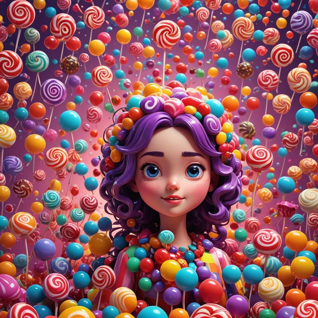 Candy Girl in a Candy World: 3D Digital Art