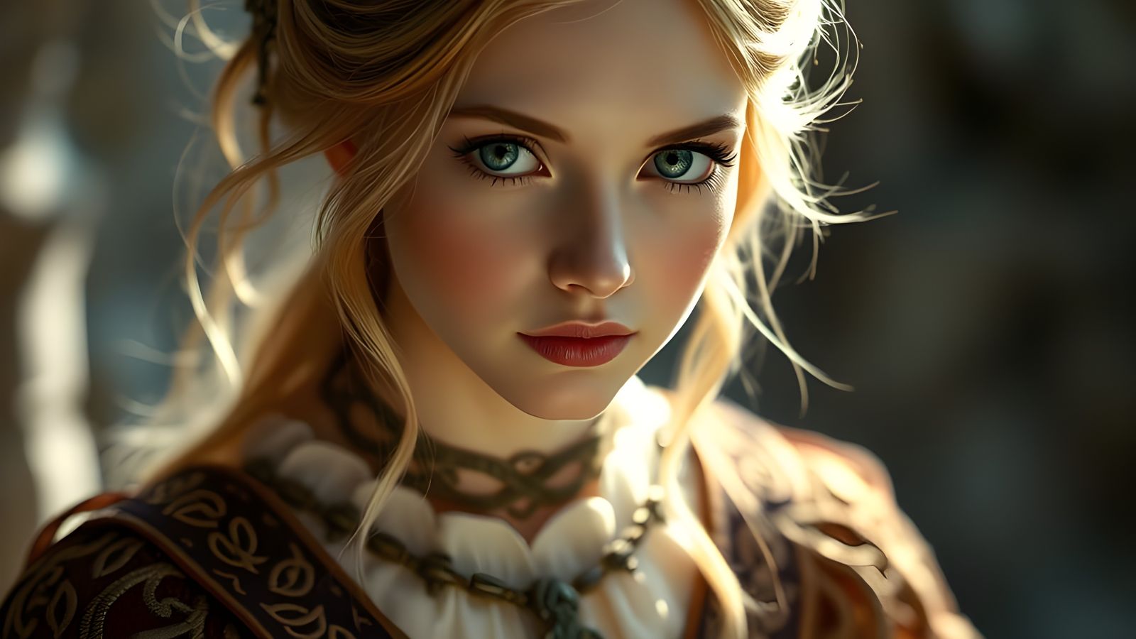 Ethereal Celtic Beauty Looks Directly at You