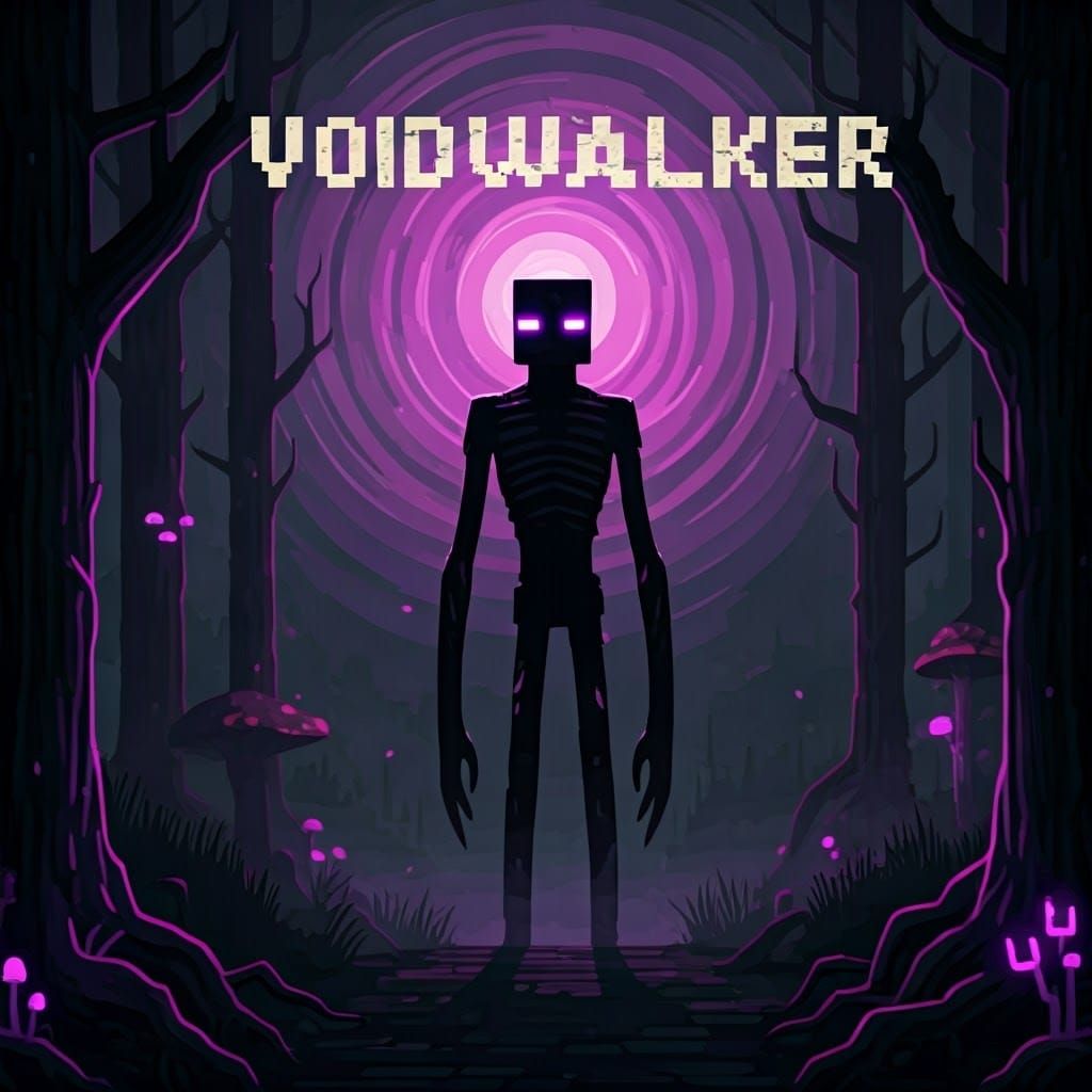 Ethereal Enderman Silhouette Against Swirling Purple Void