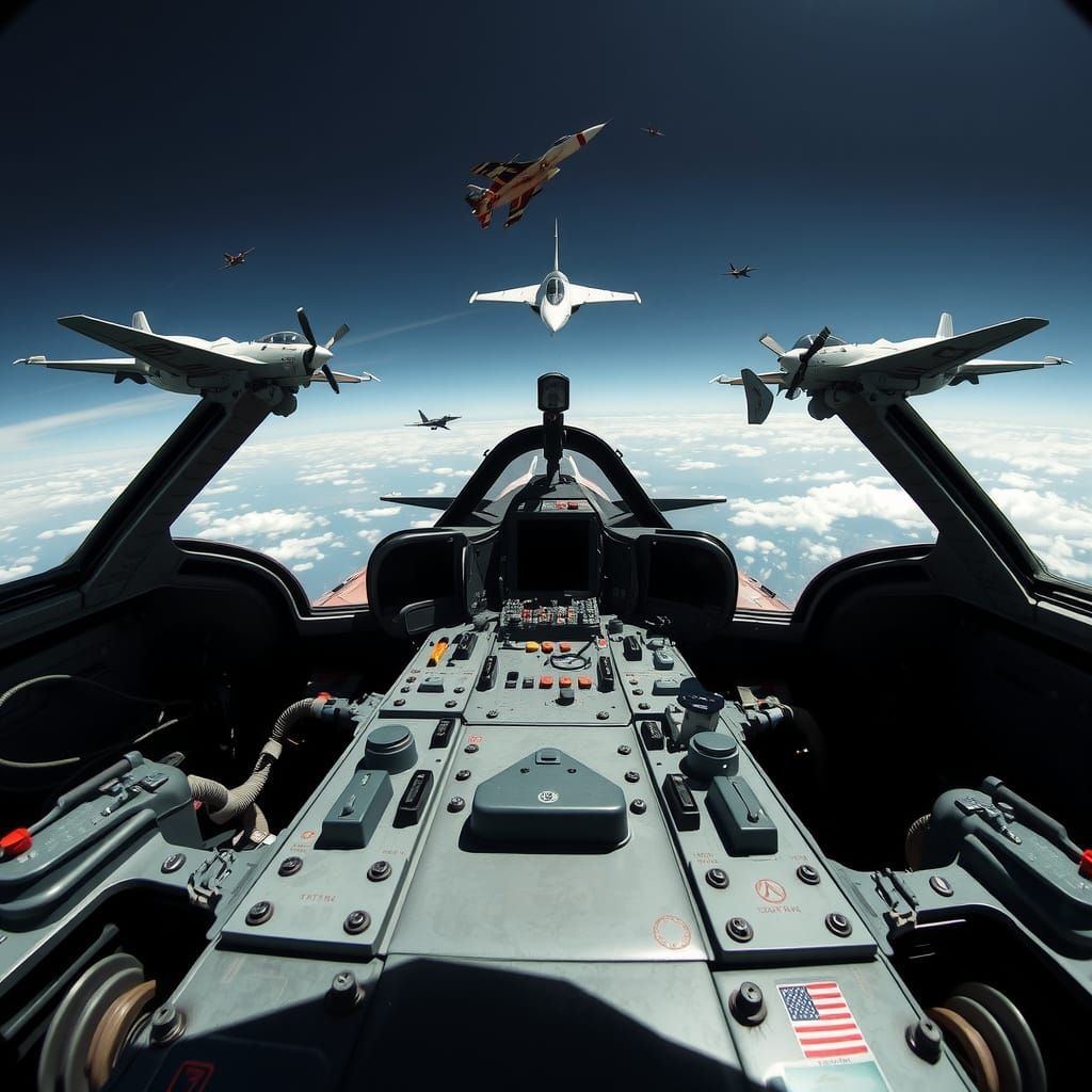 Jet Bomber Cockpit Under Attack: First Person View