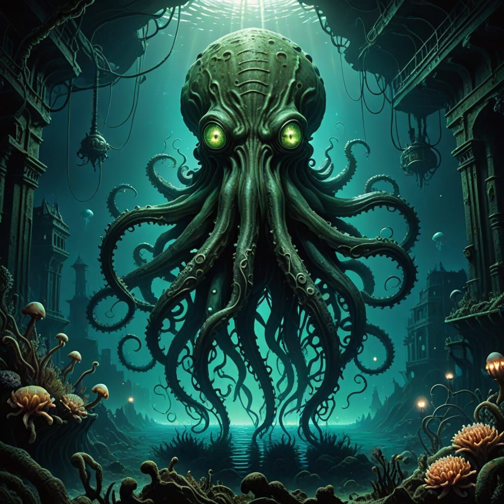 Surreal Biomechanical Horror: Cthulhu Rises from the Dark De...