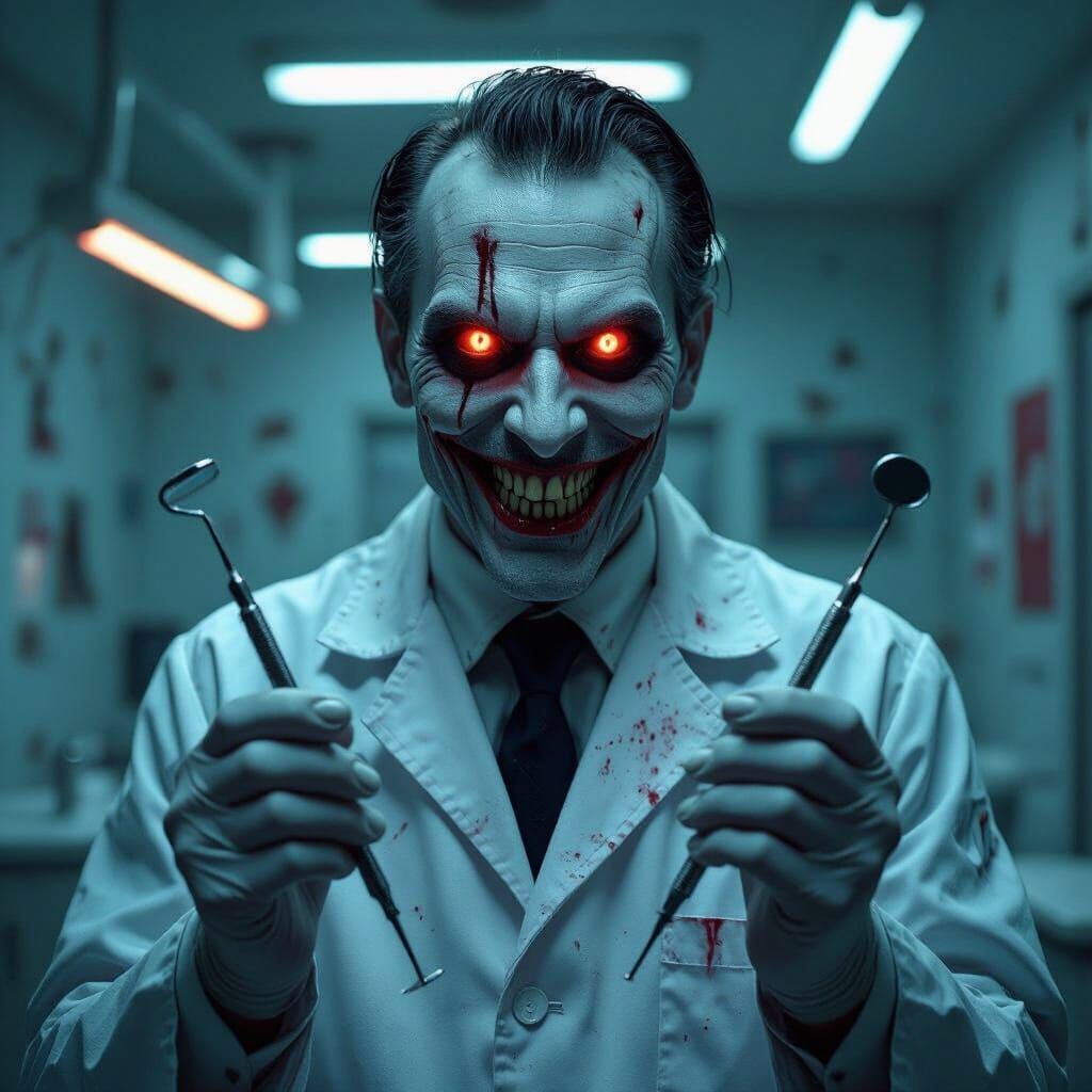 Eerie Dentist in Gothic Horror Style