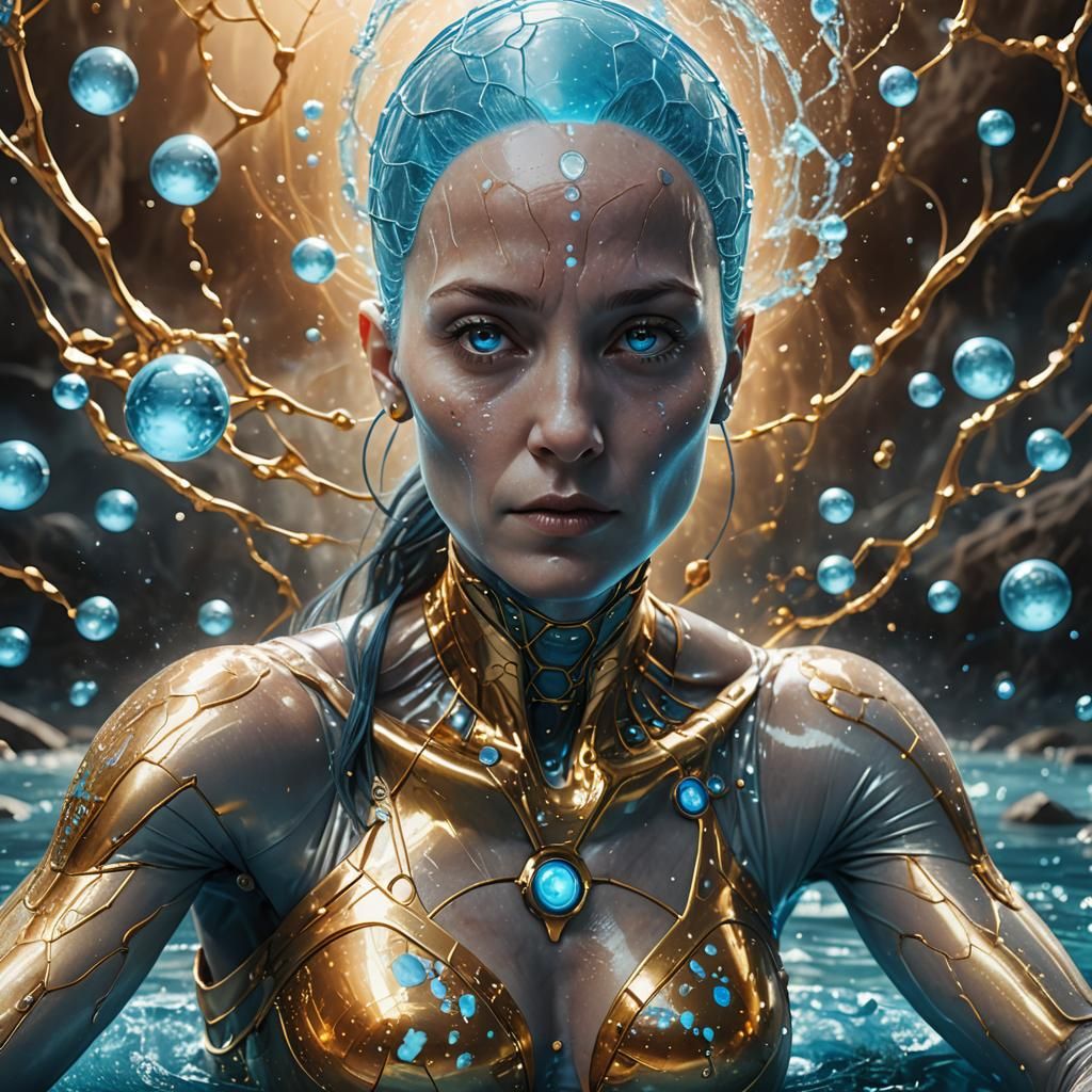 Hyperrealistic Female Dr. Manhattan Relaxing Portrait