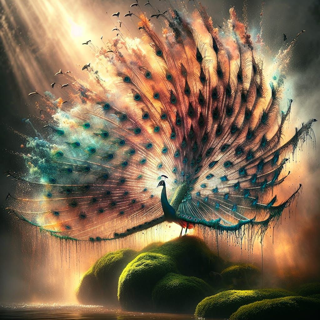 ein stolzer Pfau schlägt Rad