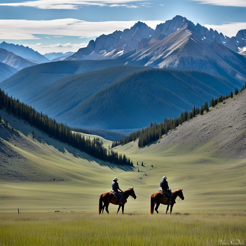 Lone Rancher in Montana Rockies Vastness