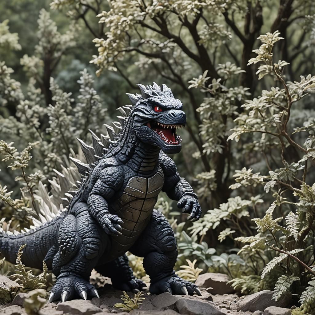 Claymation Godzilla near White House: 3D Render