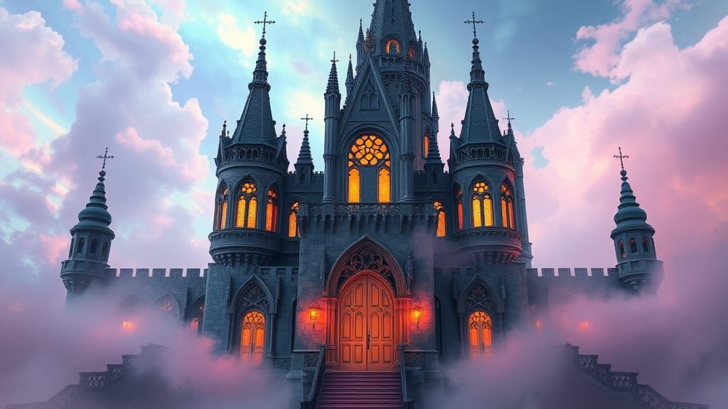 Surreal Castle Portal to Endless Possibilities in Iridescent...