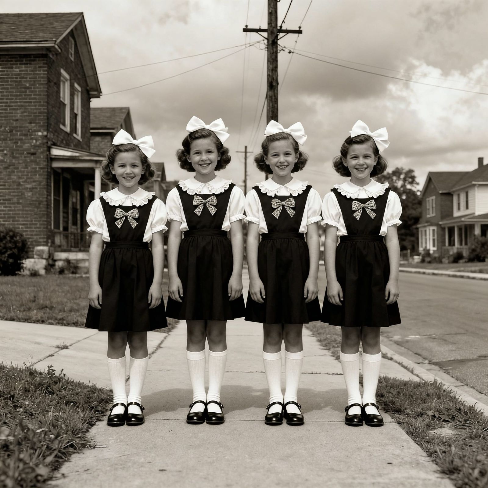 Vintage Photo of Girls in School Uniforms