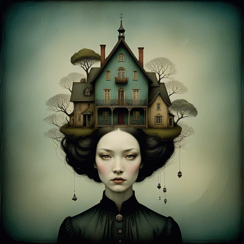 Ethereal Girl Adrift in an Ordinary House