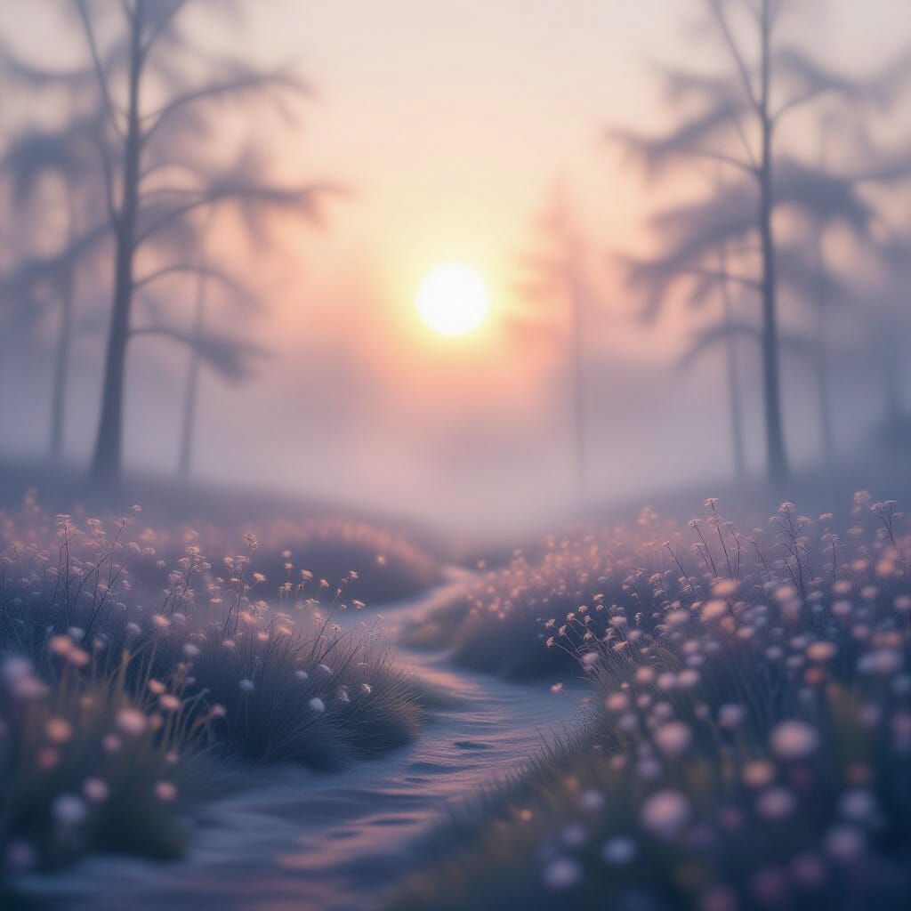 Dreamy Hazy Landscape in Drifting Colors