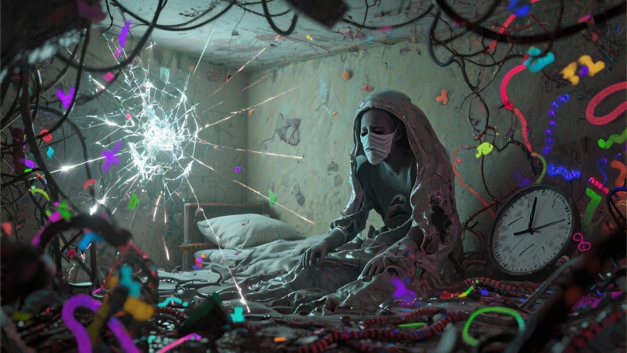 Autistic Burnout: Overwhelming Stimuli in Surreal Scene