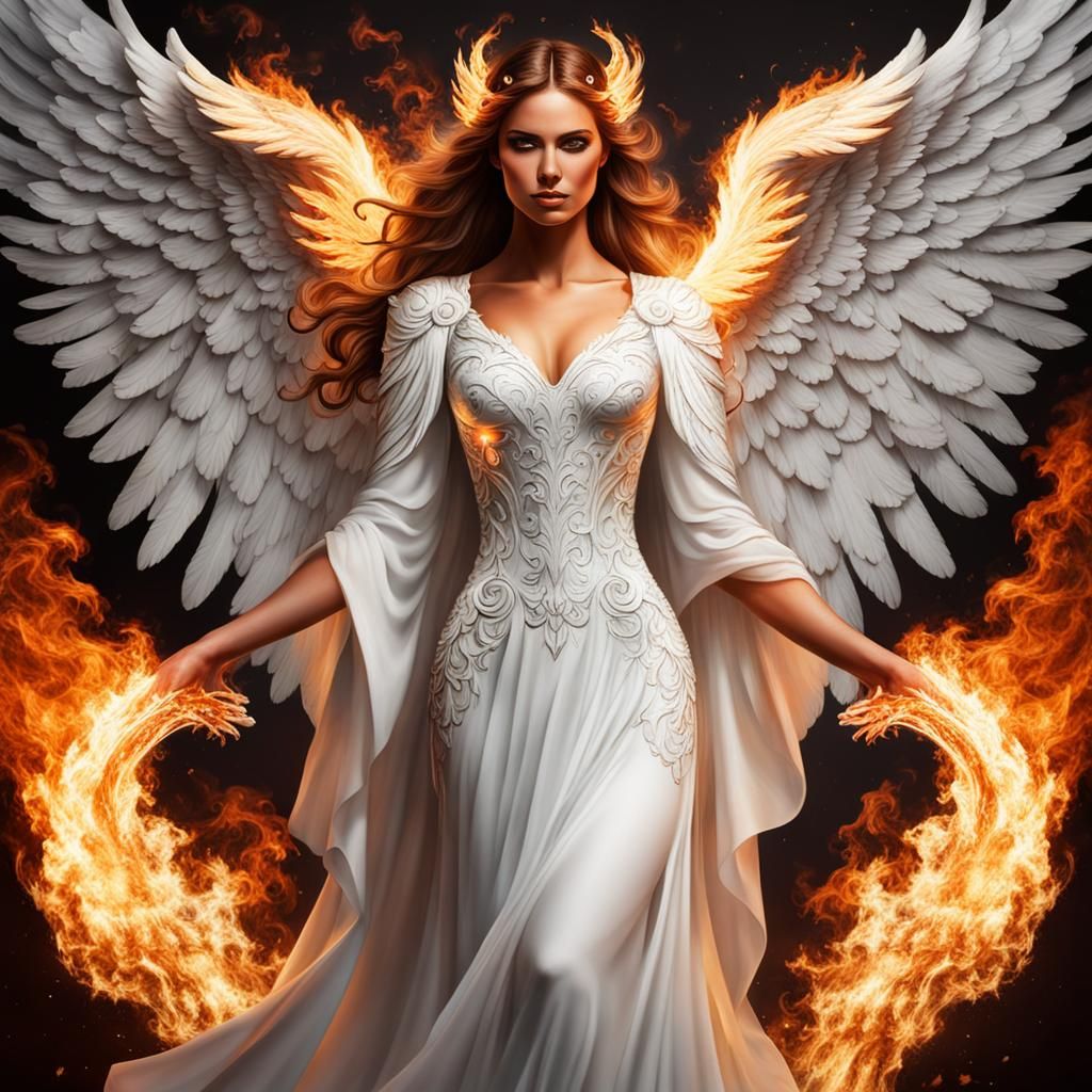 Angel with White Wings and Dress of Fire