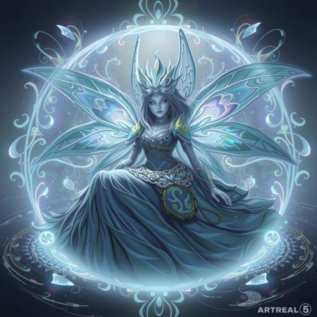 Quantum Fairy Birth in Particle Accelerator, Detailed Art