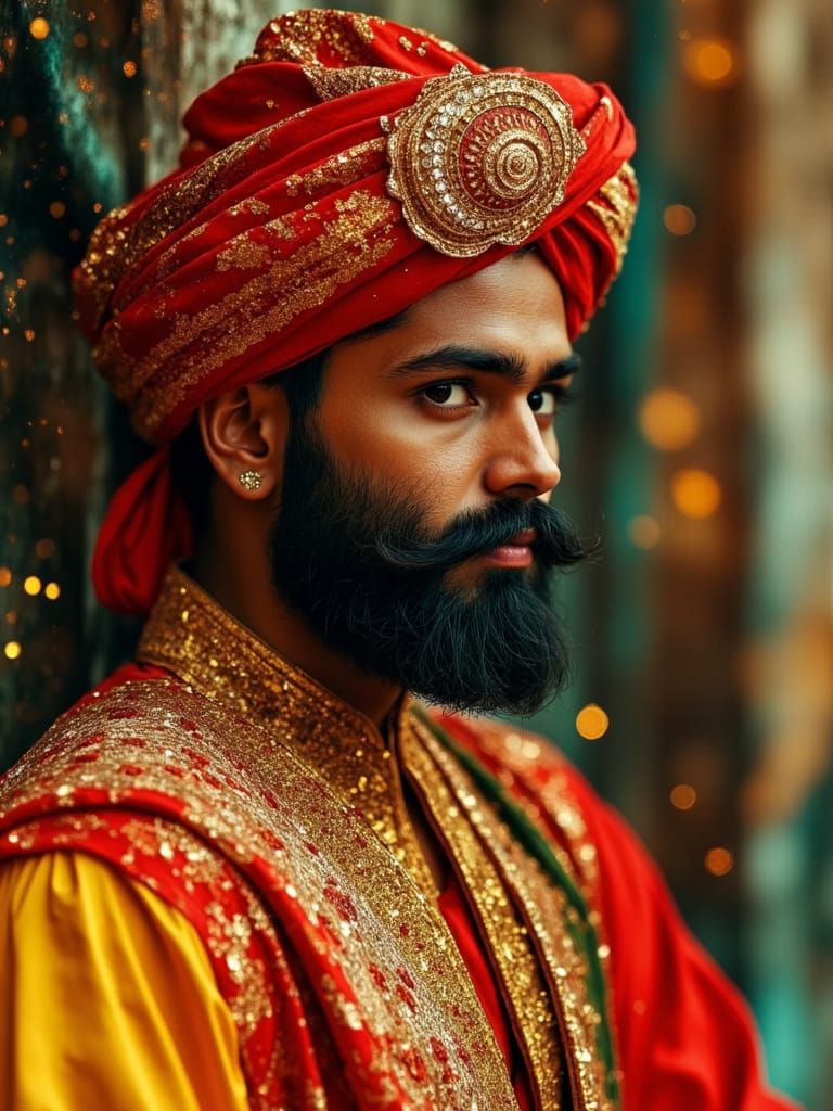 Handsome Rajah Portrait in Dreamscape Fantasy Style