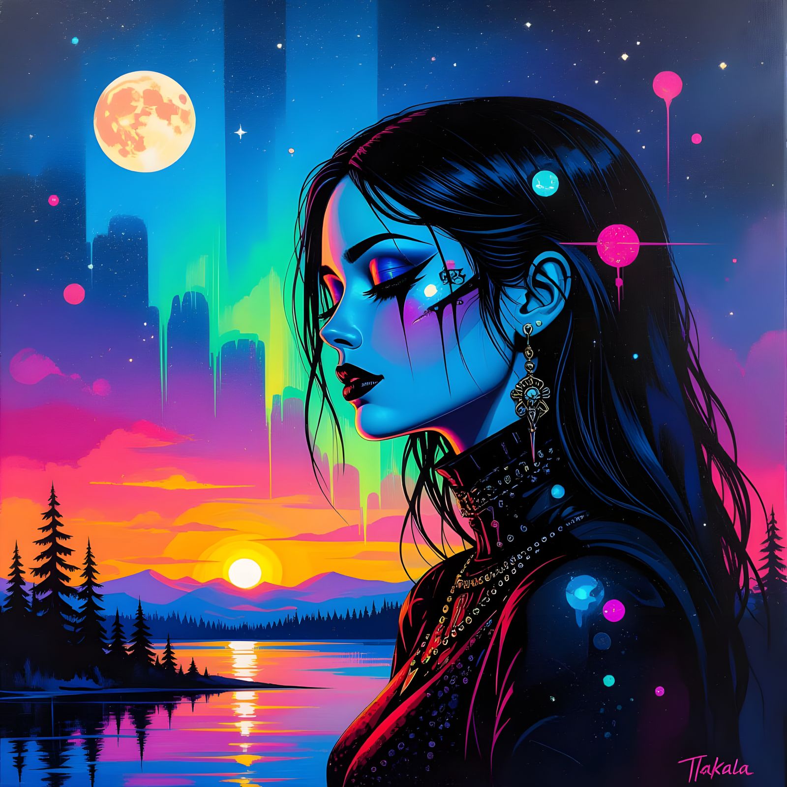 Cyberpunk Spacecore Art With Deep, Cool Colors